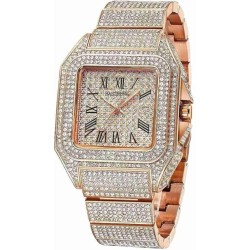 Diamond Square Stainless Steel Watch HPHT lab diamonds for Men