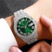 Hand-Studded Diamonds Silver Plated Latest Dial Premium Luxury Design Green Dial watch For Men