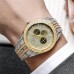 Hand-Studded Diamonds Analog Gold Silver Two Tone Round Diamond Chronograph Watch For Men