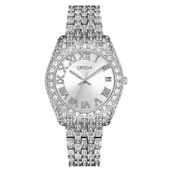 Ornate Watch for Women Opal Silver Dial Full Diamond Studded With HPTP Lab Grown for Birthday Gift