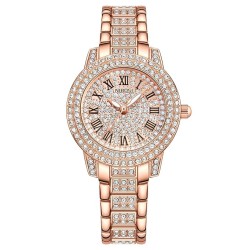 Women Wrist Watches Analog Rose Gold Dial With HPHT Lab Hand Studded Diamonds