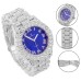 Bling-ed Out Round Metal Silver Plated Silver Color on Blast Watch with HPHT Diamond Time Indicators Watch