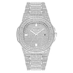 Unisex Watch Crystal Full Diamond lab Grown HPHT Watches Big Face Luxury Stainless Steel Wrist