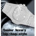 Unisex Watch Crystal Full Diamond lab Grown HPHT Watches Big Face Luxury Stainless Steel Wrist