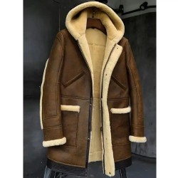 Hot collection shearling jacket Sheepskin Coat Hooded Leather Jacket Fur Coat Men's Winter Coats