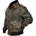 Vintage Solid Distressed Brown Cowhide Leather Aviator Bomber Flight Men Jacket